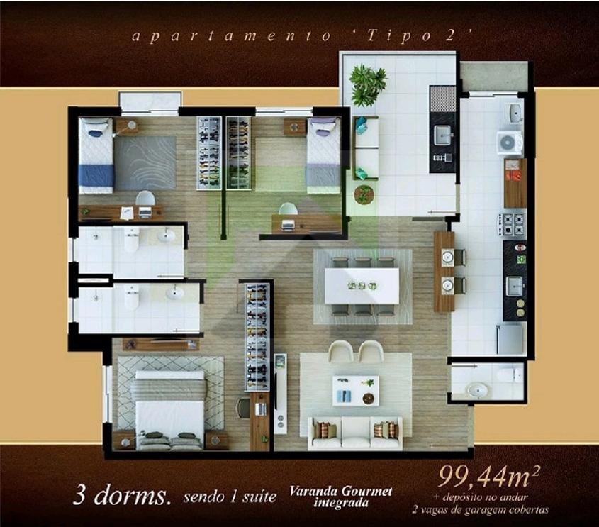 Apartamento à venda com 3 quartos, 99m² - Foto 3